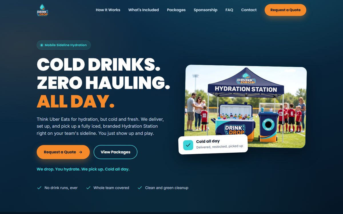 Screenshot of the Drink Drop website
