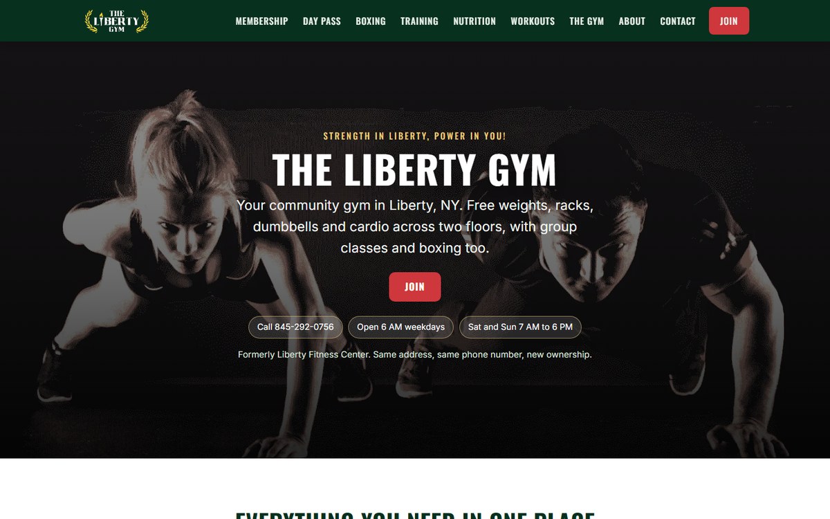 Screenshot of The Liberty Gym website